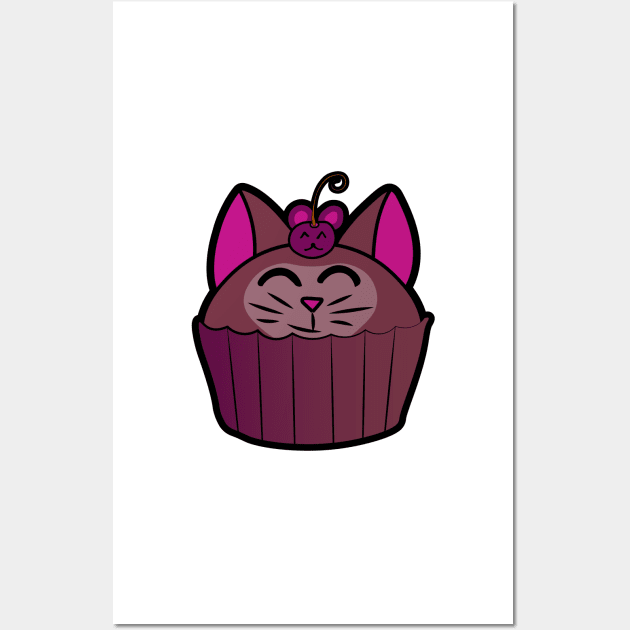 Catcake With Mouse-Cherry - Chocolate Wall Art by Ryphna